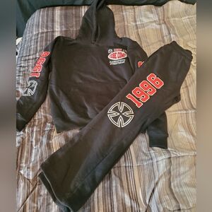 Black Sweatpants with Red Accents